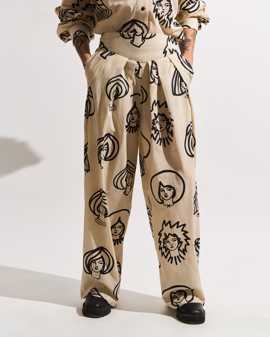 Pantalón Pinzas - Arena / Negro